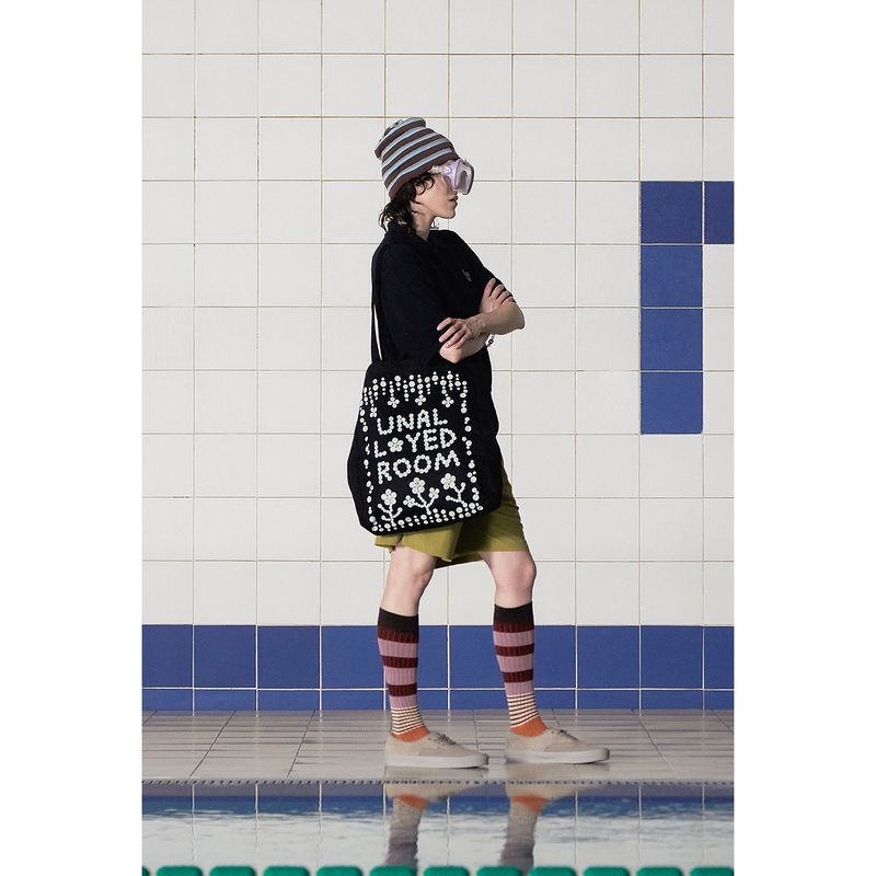 BUTTON LOGO ECO BAG / BLACK