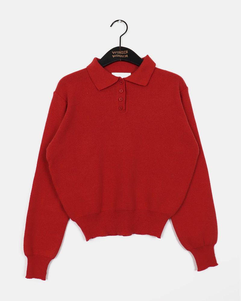 cdan collar button slim fit knitwear