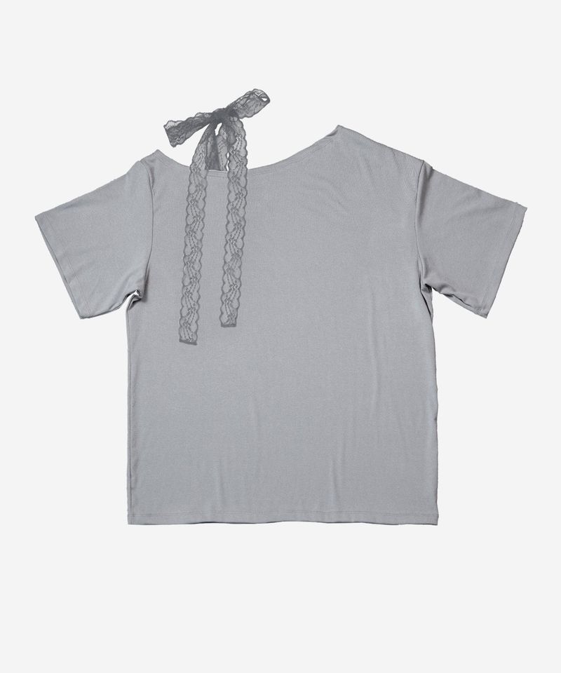 Iris Lace Ribbon Tee #Gray(灰)