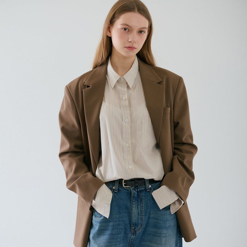 Over-sized Tailored Jacket_Brown