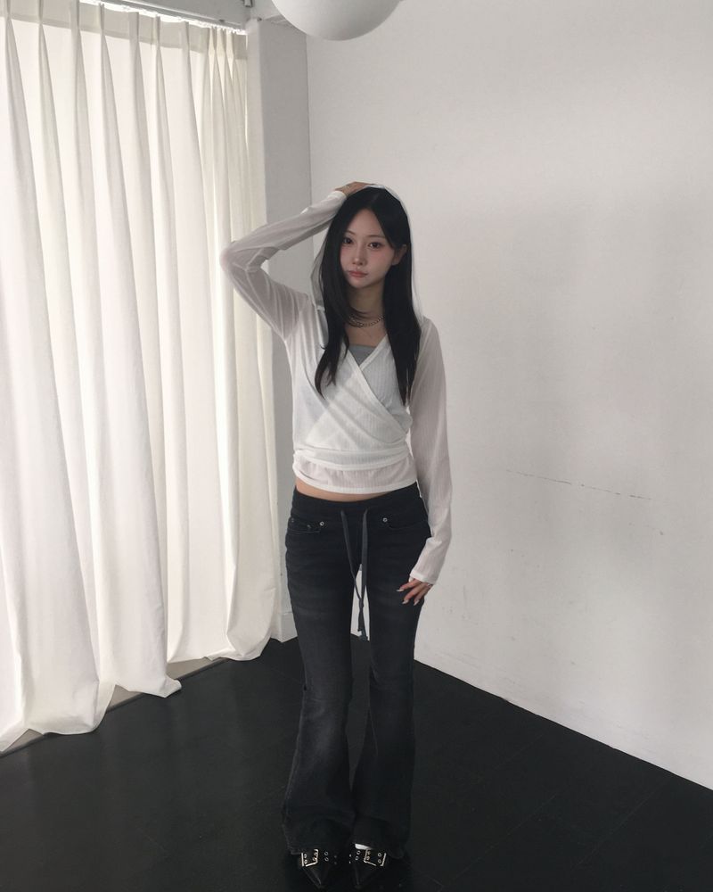 Banding low denim boots cut pants
