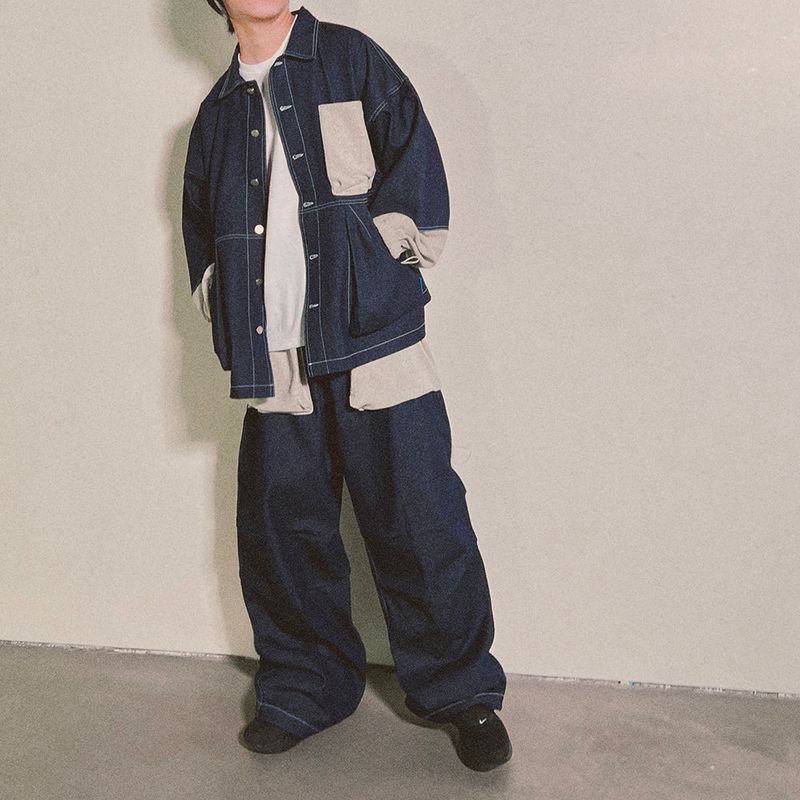 reverse Terry Pocket Denim Jacket_blue