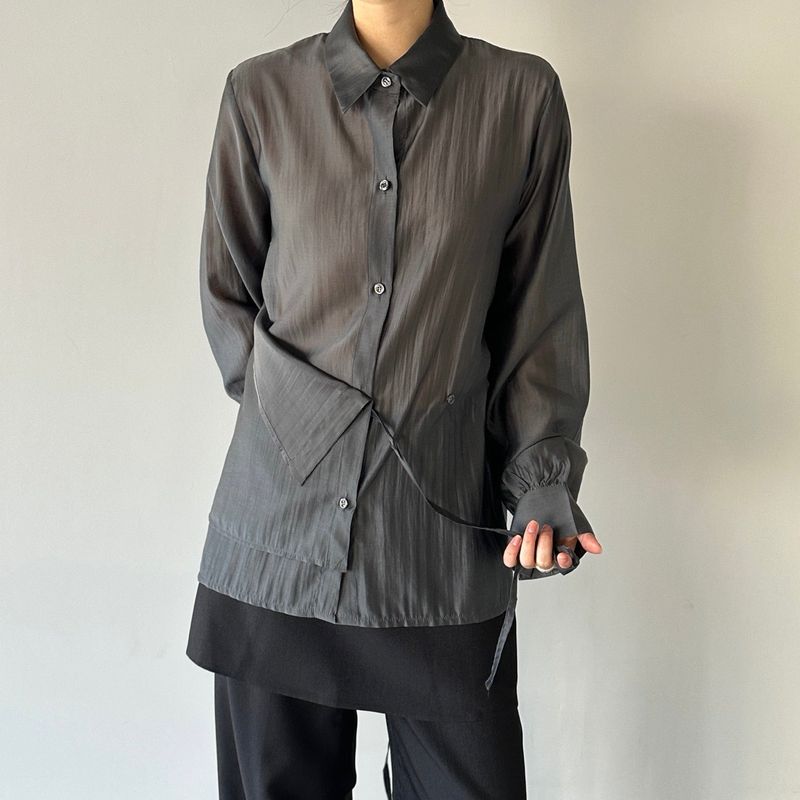 Sheer Wrap Shirt - 3colors