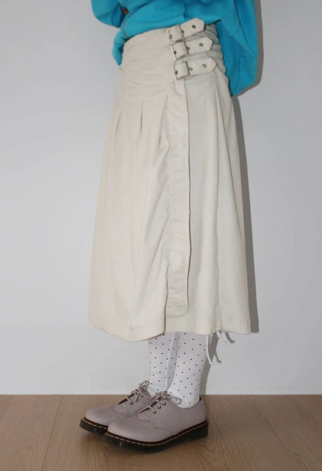 CORDUROY BUCKLE WRAP SKIRT