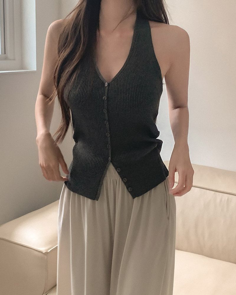 Bit halter button sleeveless