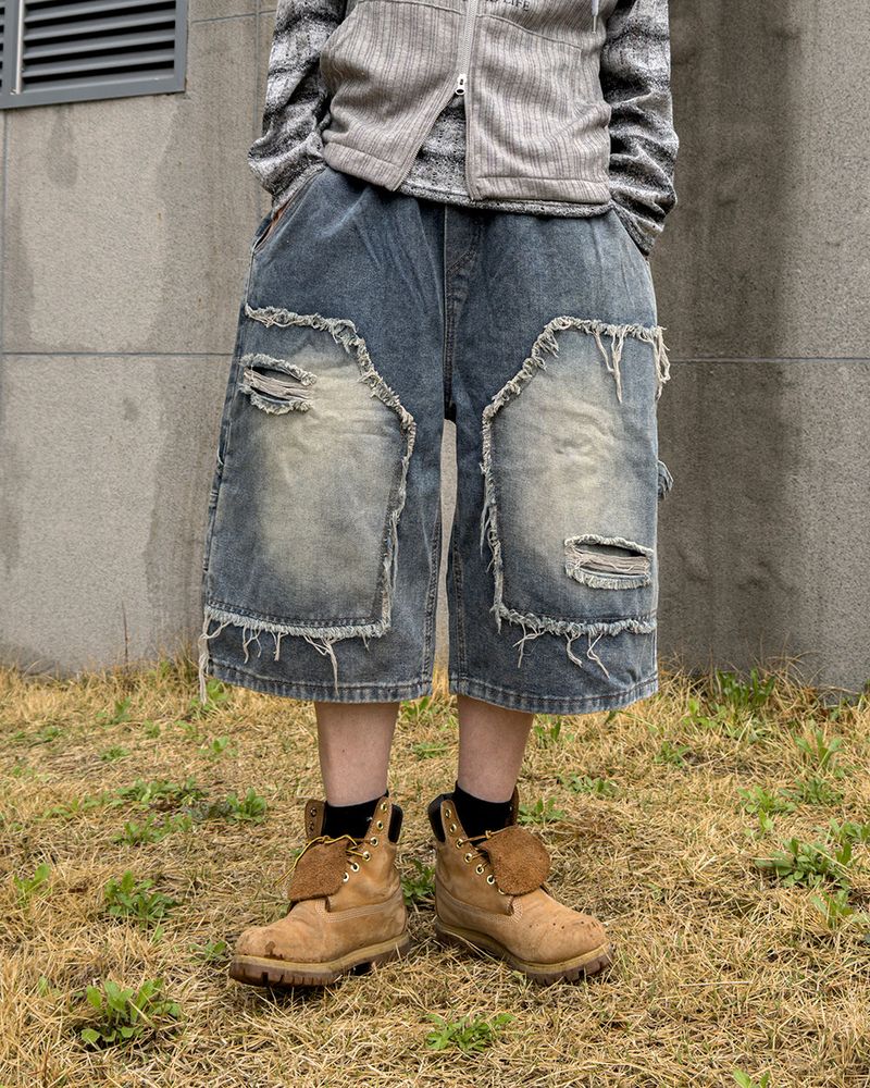 Rick Distressed Bermuda Denim Pants