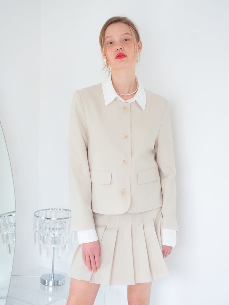 vem.ver(ベムバー)の「MARIE BASIC ROUND JACKET_BEIGE(Jackets/Outerwear)」
