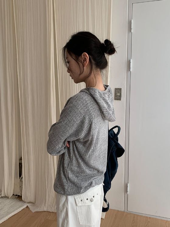 Burhit Unbalance Ribbed Hoodie