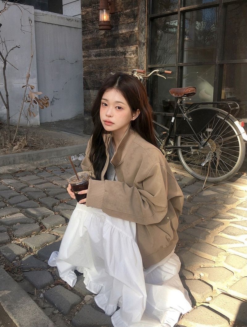 #VG Half Neck Suede Zip-up Jumper (3color)