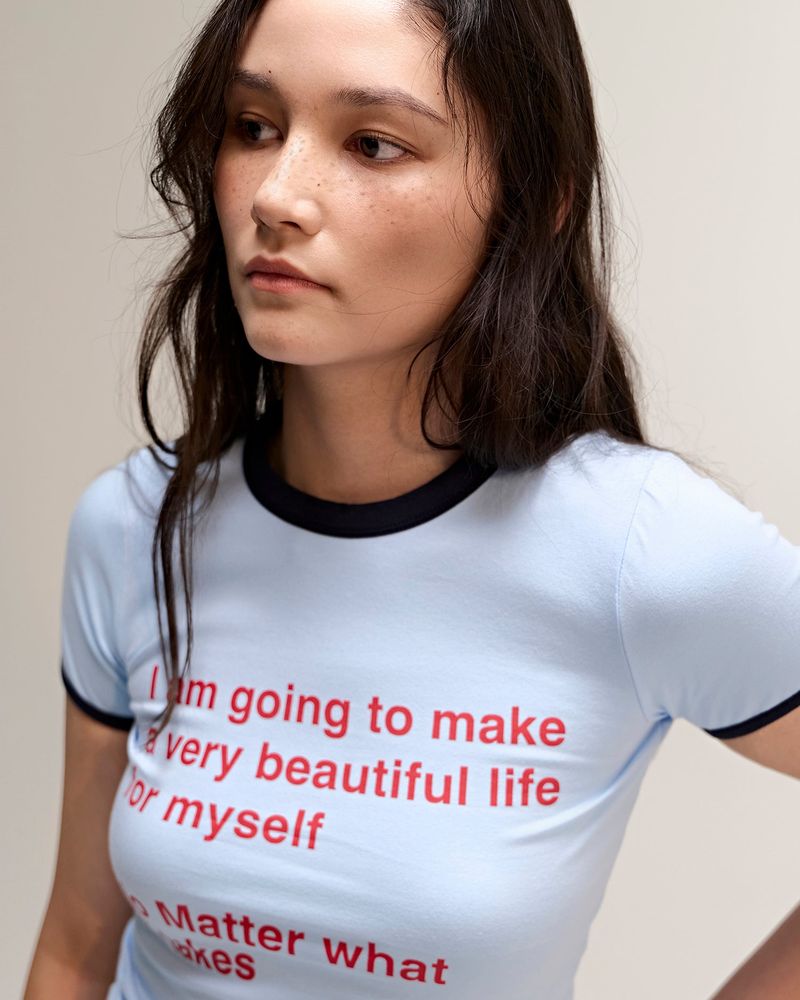 Beautiful Life Ringer Tee Blue