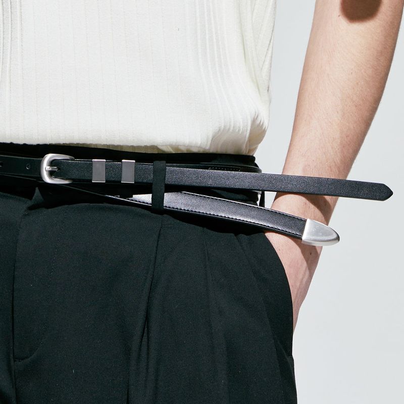 layered strap thin western belt