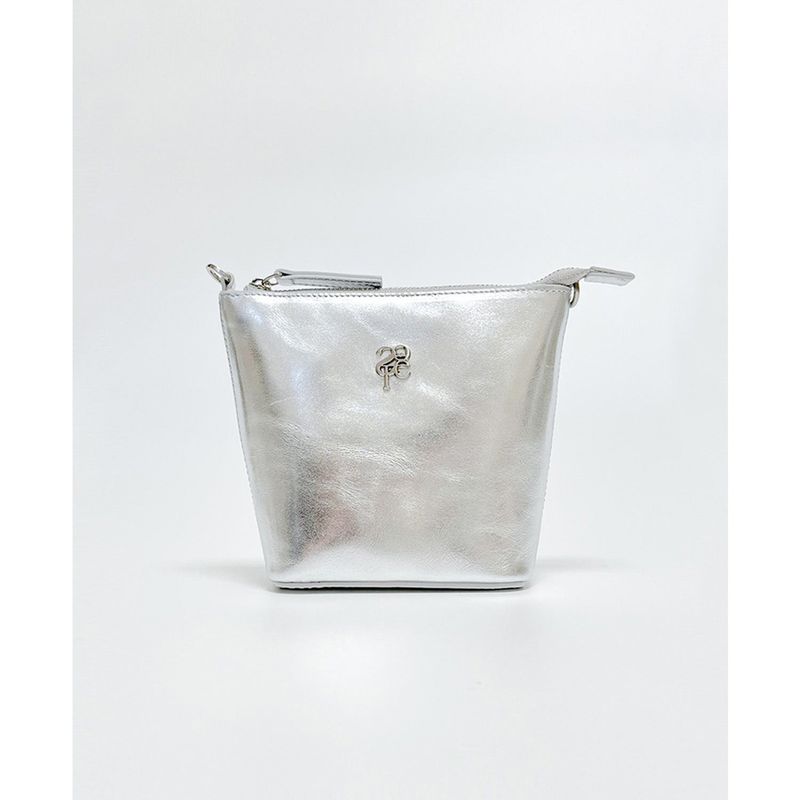 leather mignon bag - silver / strap - ( cowleather, chain)