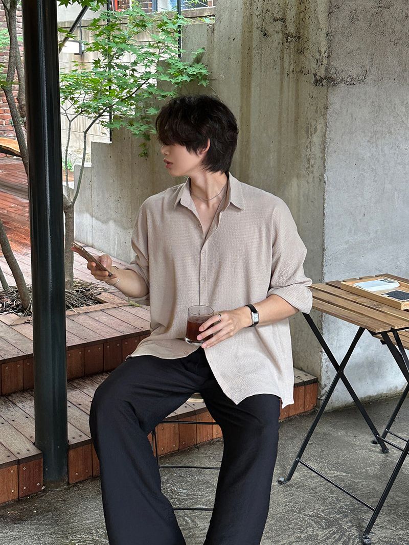 [SET] LMN Martin Air Cool Oversized Linen Shirt + Niel Natural Pintuck Linen Pants