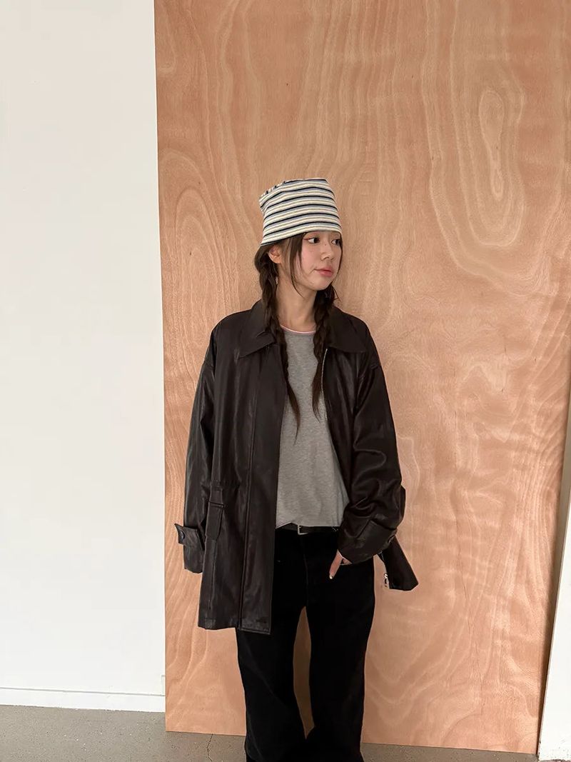 leather half jacket