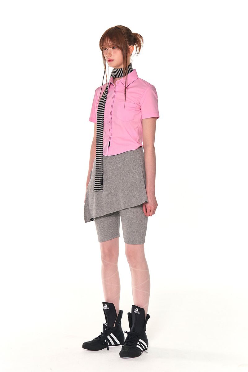 BIKER LAP SKIRT SHORTS (GRAY)