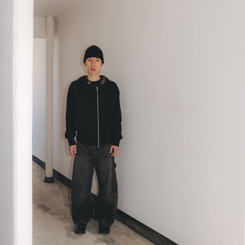 Writer hooded zip-up / Melange gray