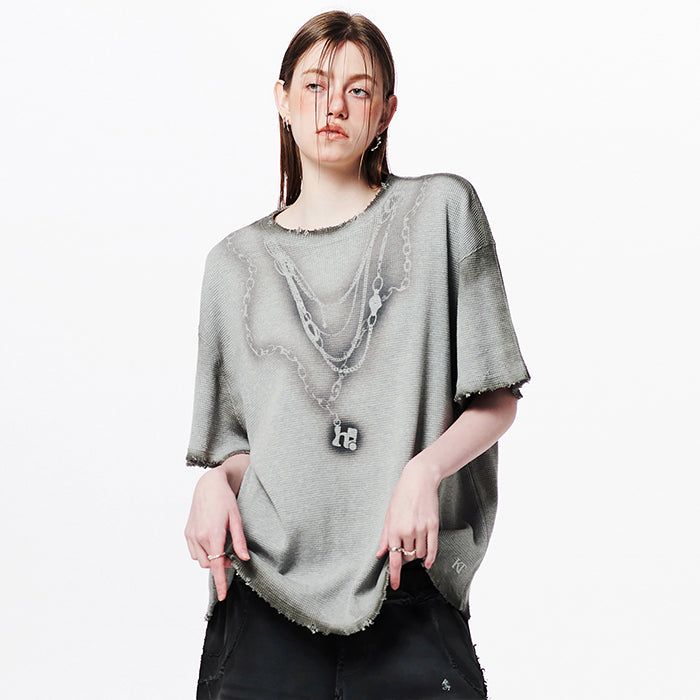 ネックレスグラフィックオーバーサイズTシャツ