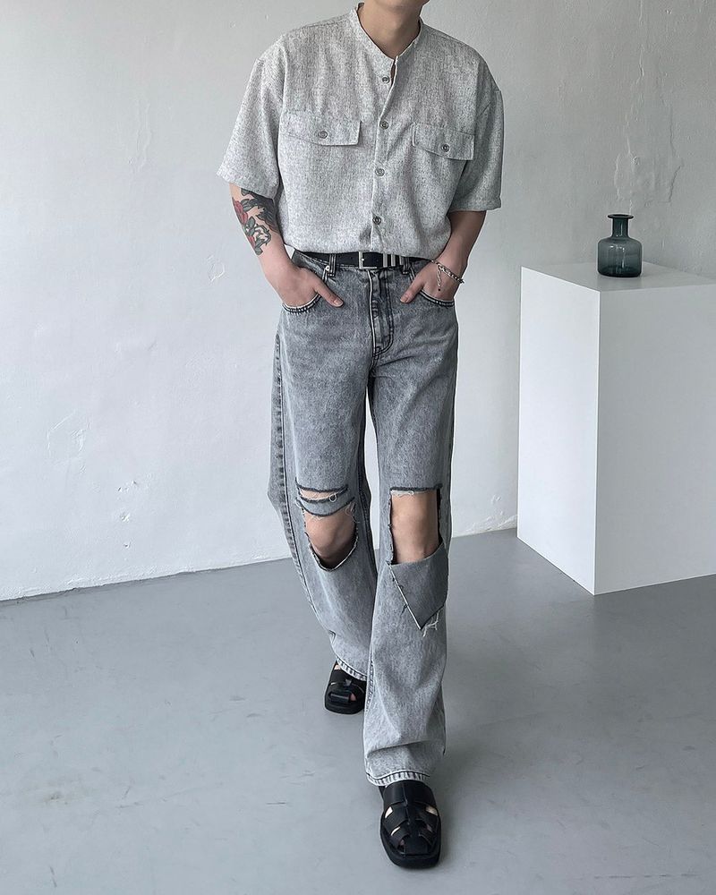 CR Tweed Round Half Shirt (2 colors)