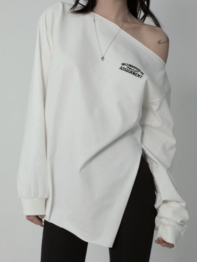PALEJADE（ペールジェイド）の「One-Shoulder Over Fit Slit T（）」