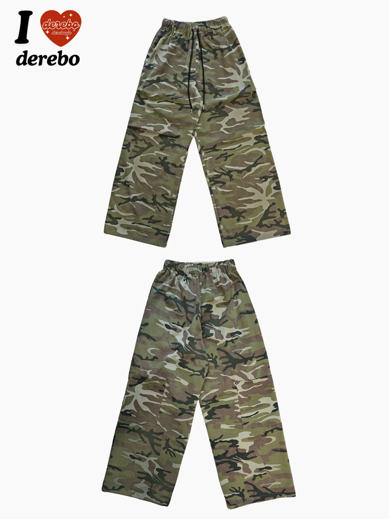 camo casual banding straight pants