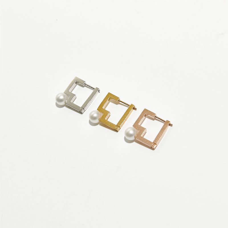 Pearl Square Hoop Earrings