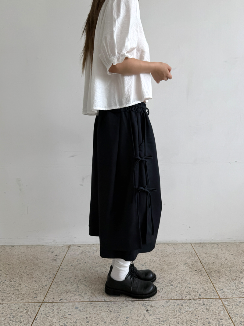 side ribbon wrap pants