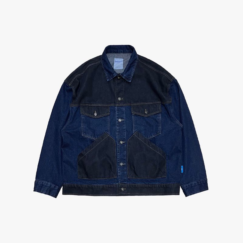 panel mix denim trucker jacket_blue