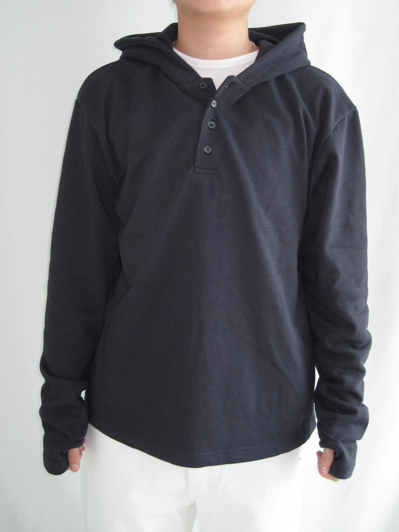 Hand Warmer Henley Neck Hoodie (4c)