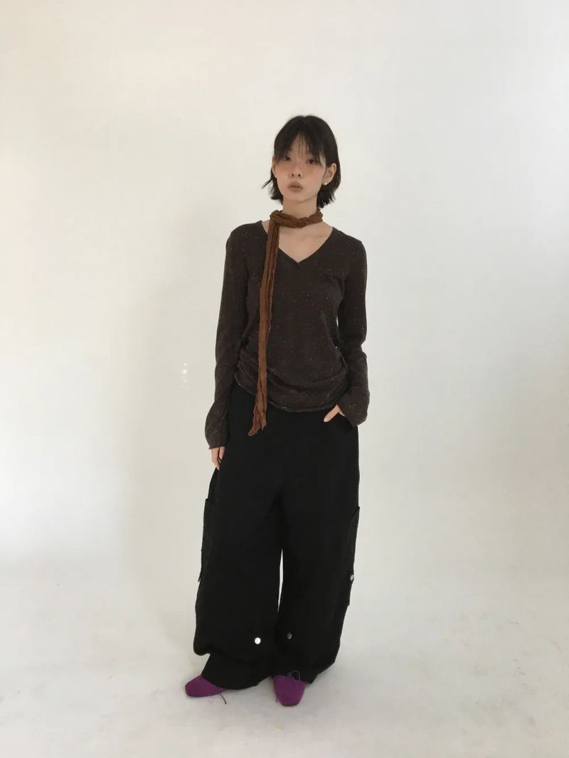 Ripi Side Button Knit+Scarf (4color)