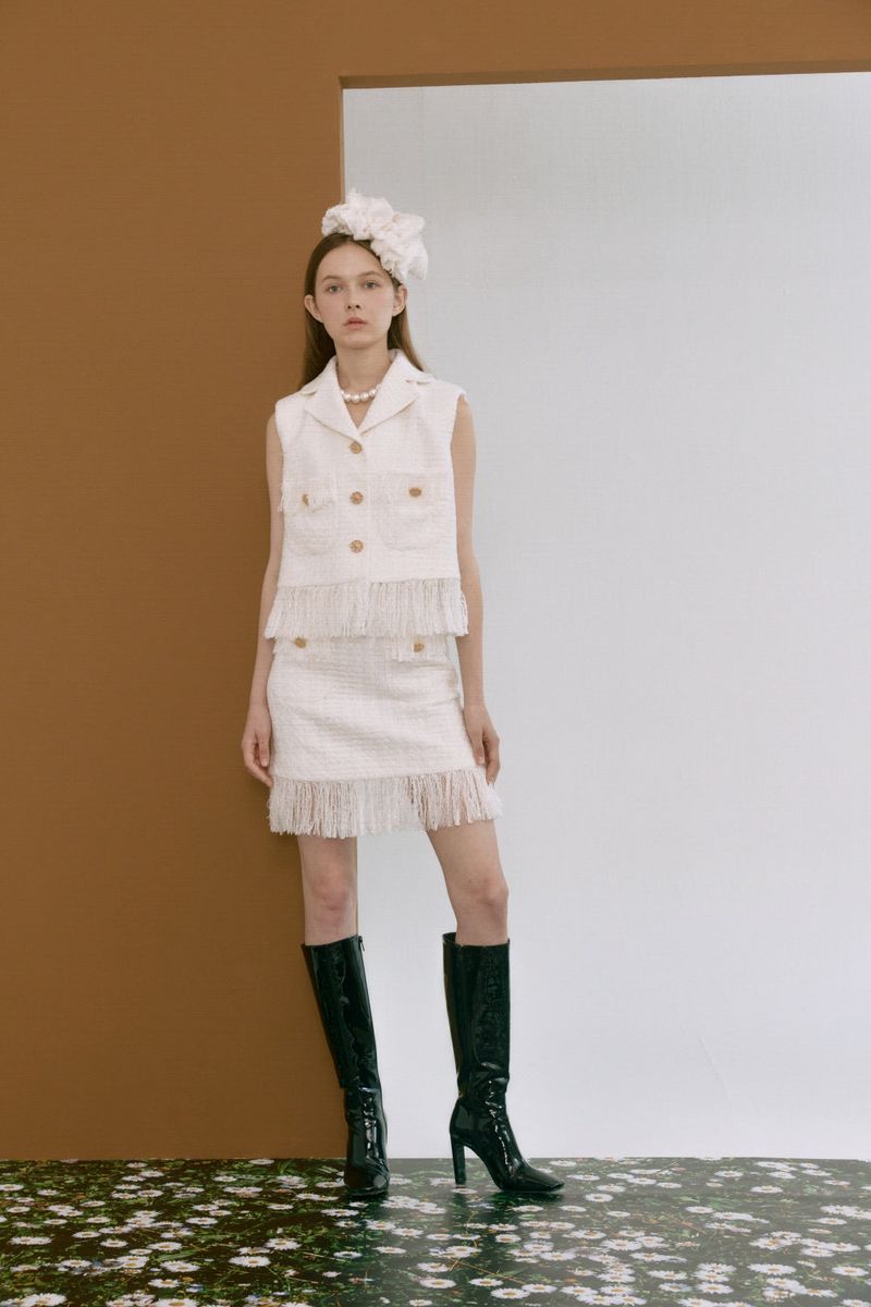 Tweed fringe vest