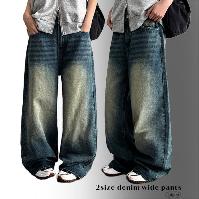 Of washing denim wide pants