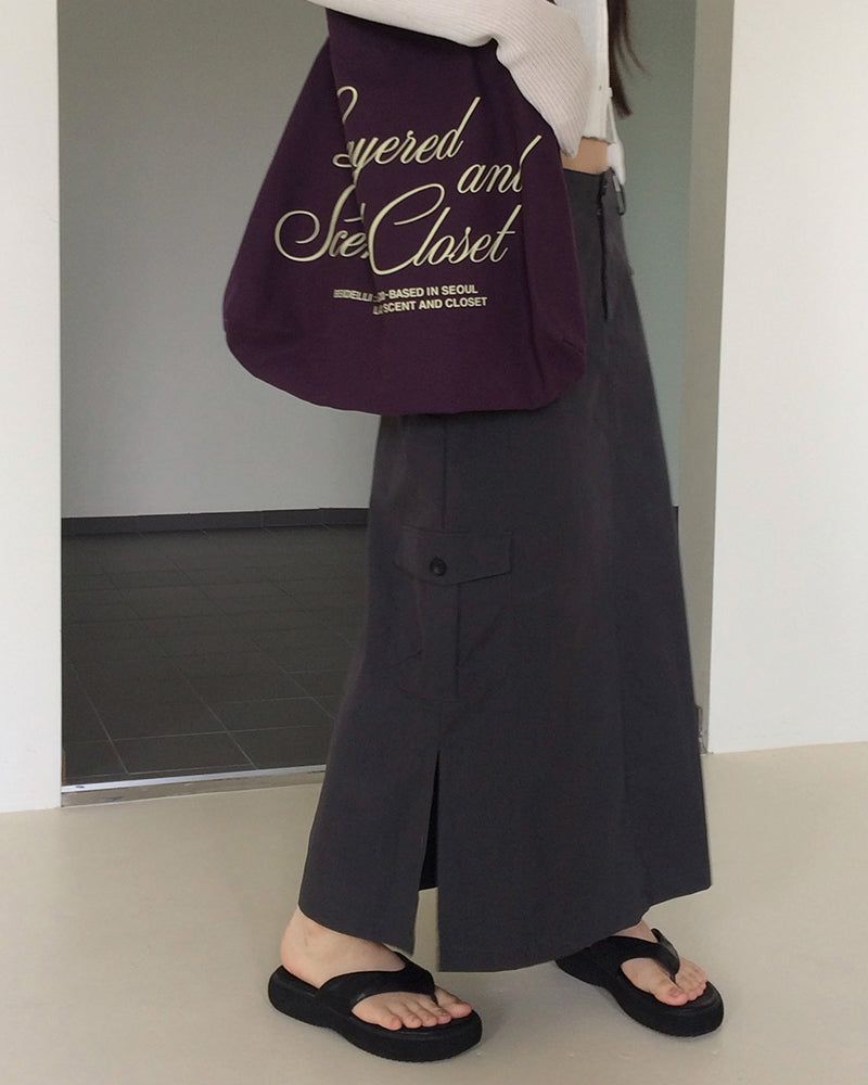 BEIDELLI（ベイデリー）の「[ORIGINAL] Timo Nylon Cargo Slit Long Skirt（Skirts）」