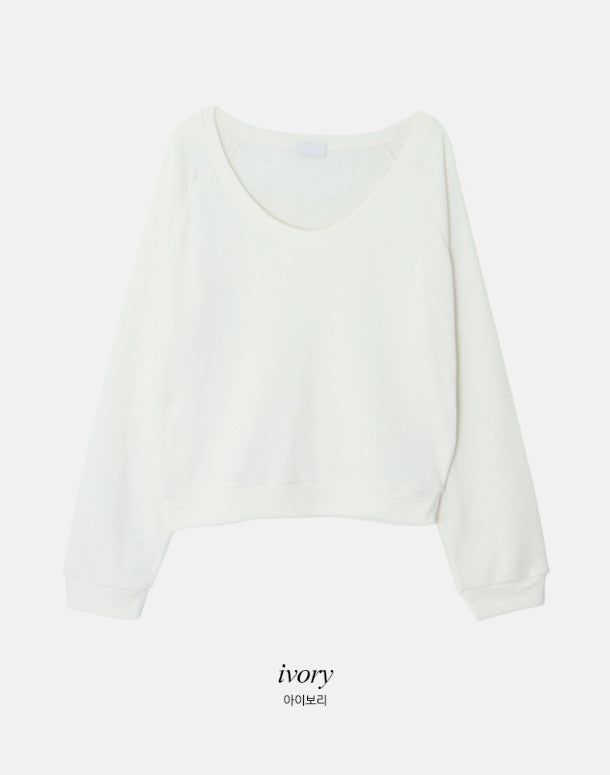 U-neck Eyelet Basic Knit T-Shirt (4color)