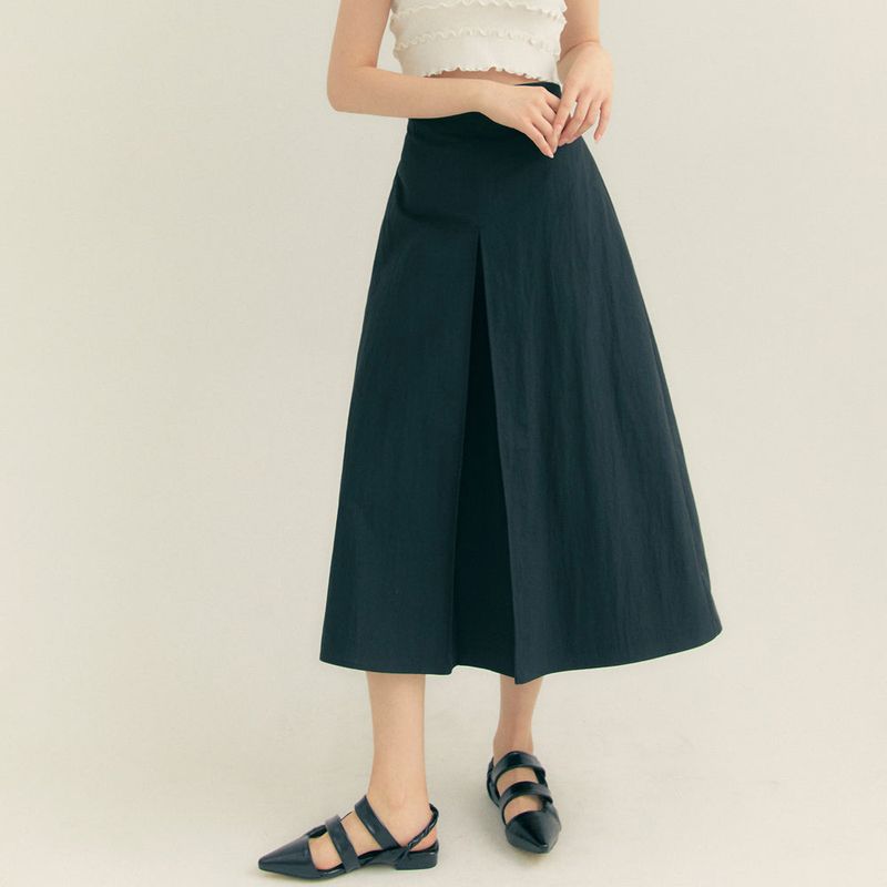 FREIHEIT(フライハイト)の「Cotton Pleats A-Line Long Skirt (Black)(Skirts)」