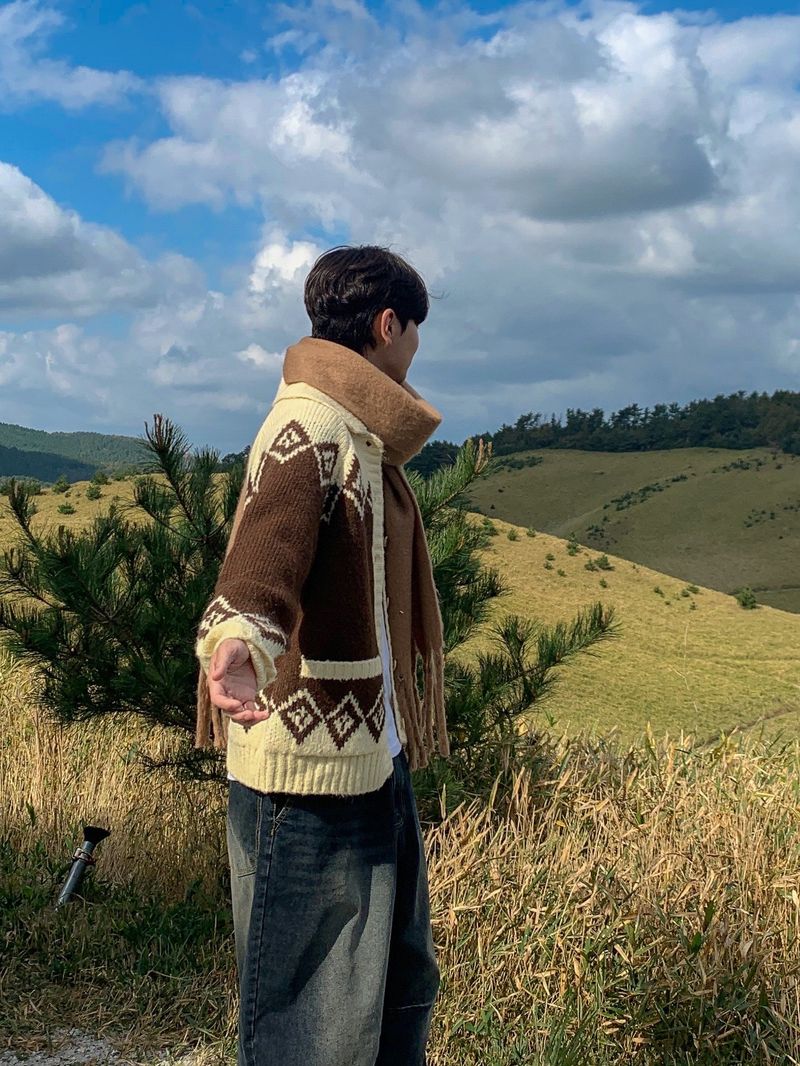 Mer Nordic Collar Knit Cardigan