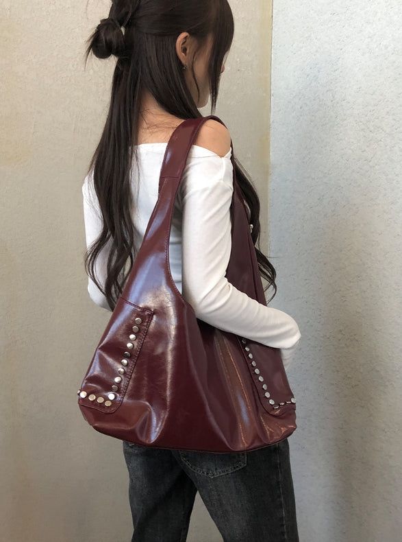 Lexi Studded Leather Bobu Shoulder Bag