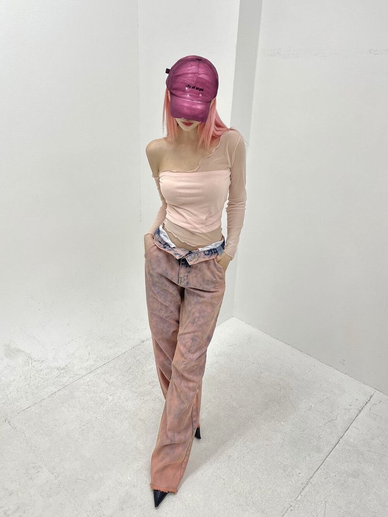 432. Summer wave mesh top (bk, wh, pk)