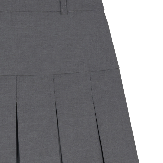 [mnem] loop pleated midi skirt (gray)