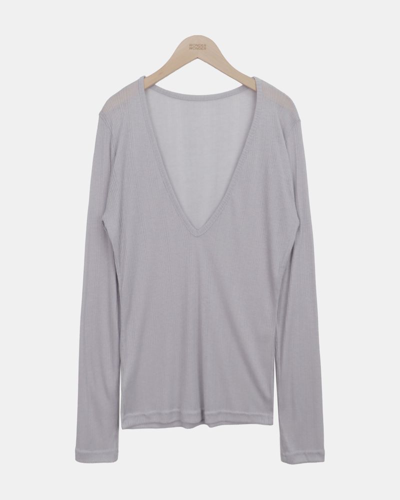 Kazel Deep V-Neck Long-Sleeve T-Shirt