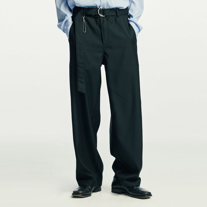 S SY（エスエスワイ）の「belted pin wide slacks black（Pants）」