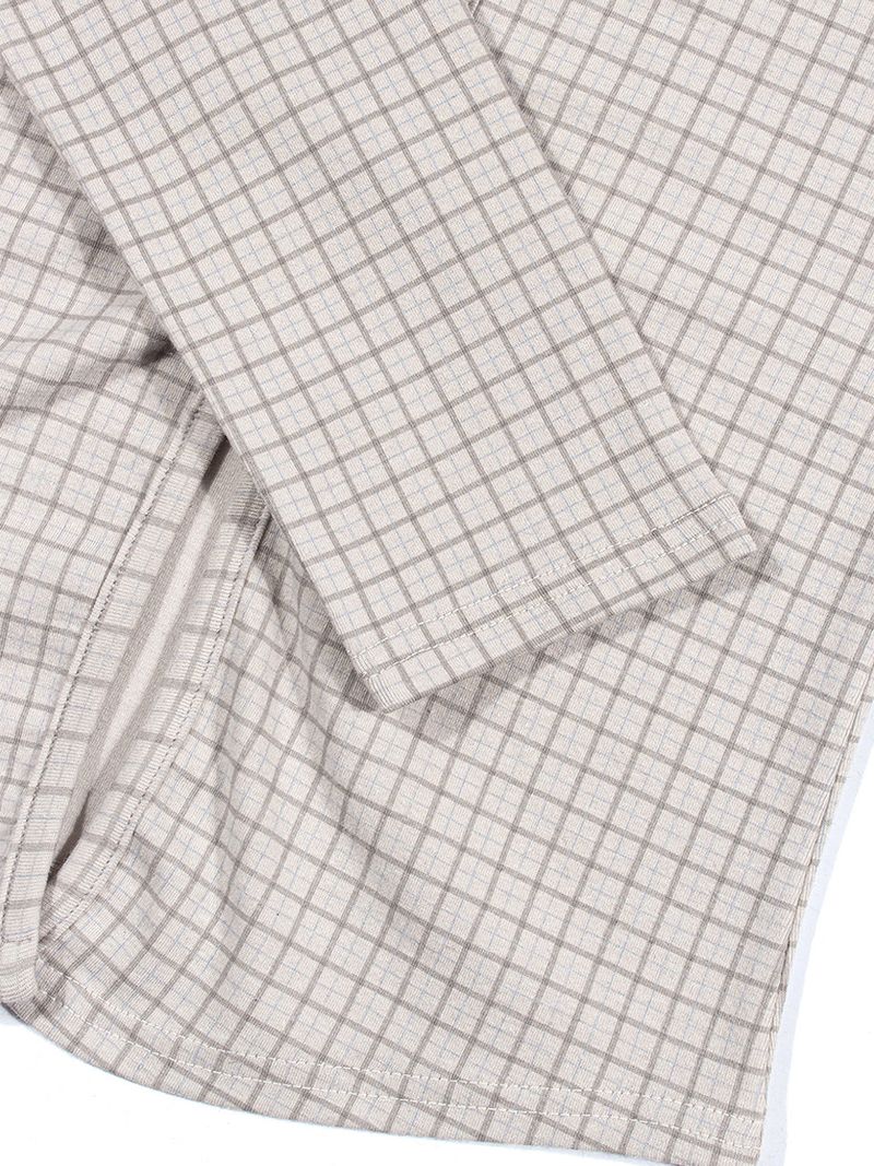 CHECK LACE SLIM SHIRT_Gray