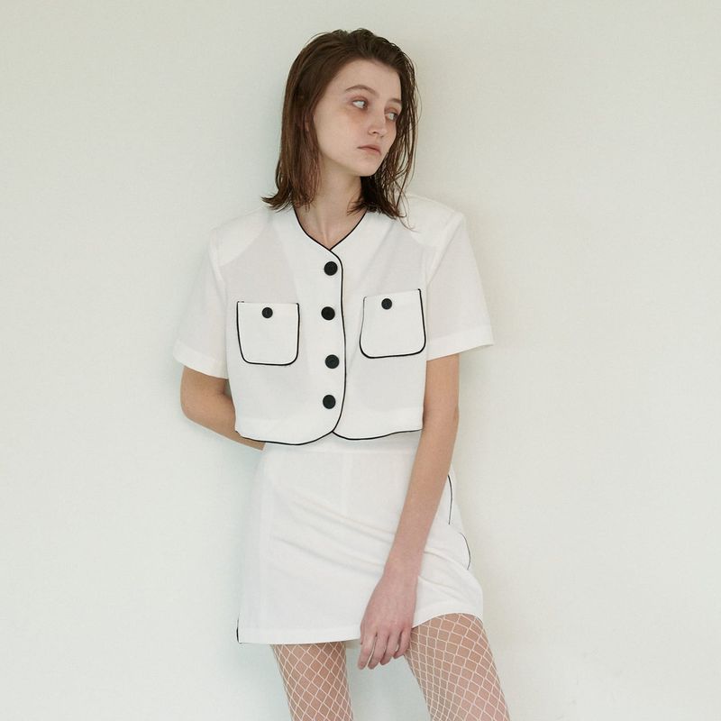 LINE BUTTON JACKET, WHITE