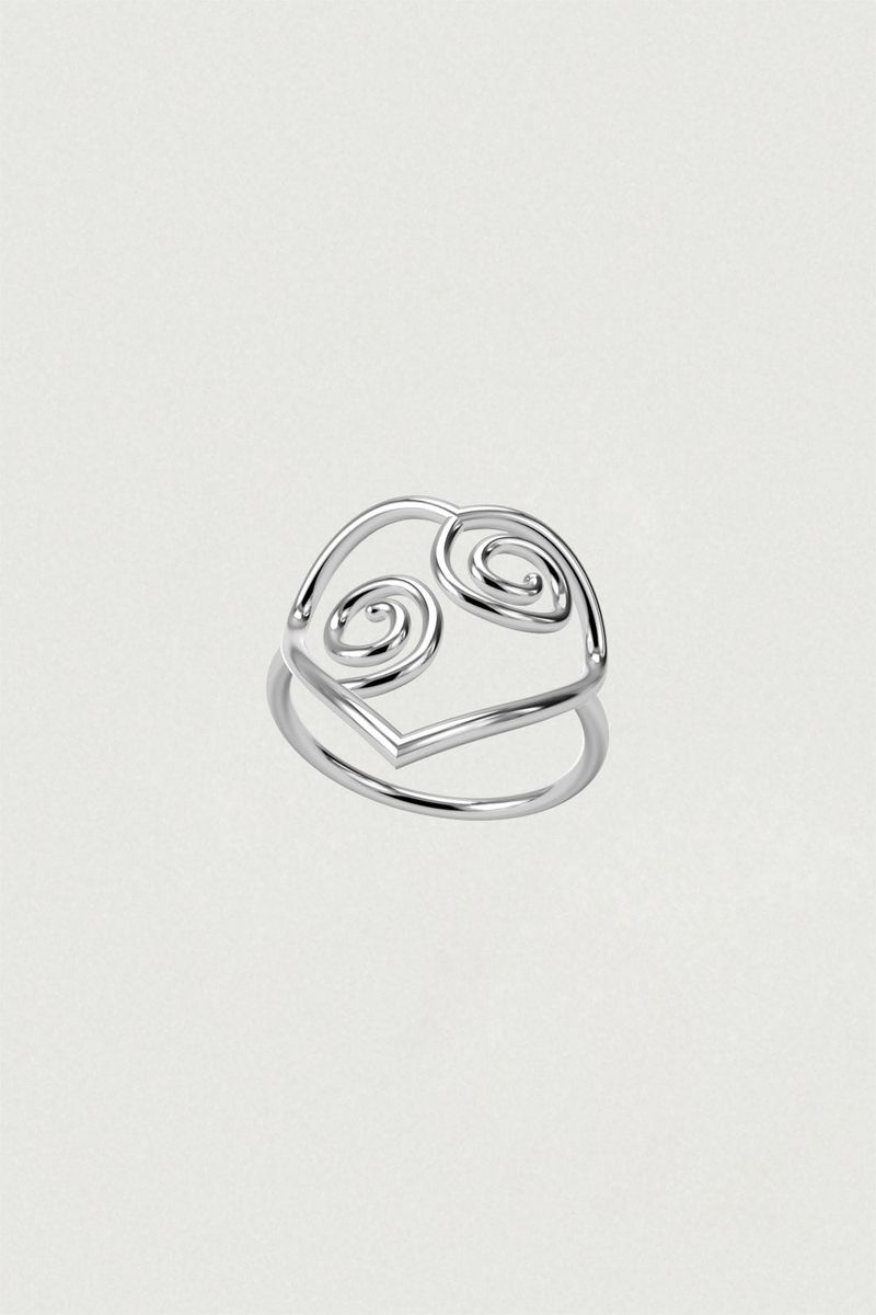 [925SILVER] FLOW LINE HEART DAILY RING