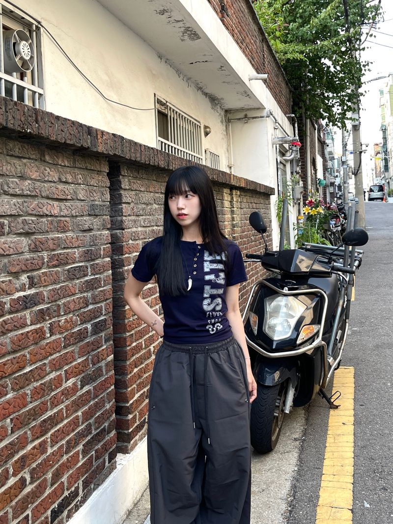 Irmi Nylon Bizo Snap Wide Pants