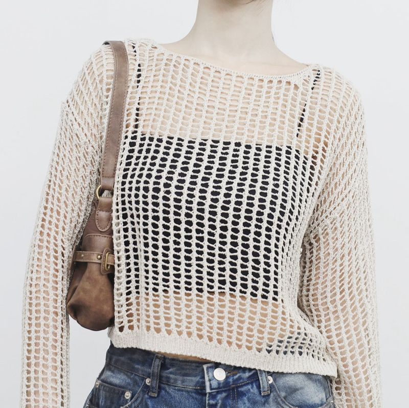 NONCODE（ノンコード）の「a see-through cropped knitwear（Tops）」