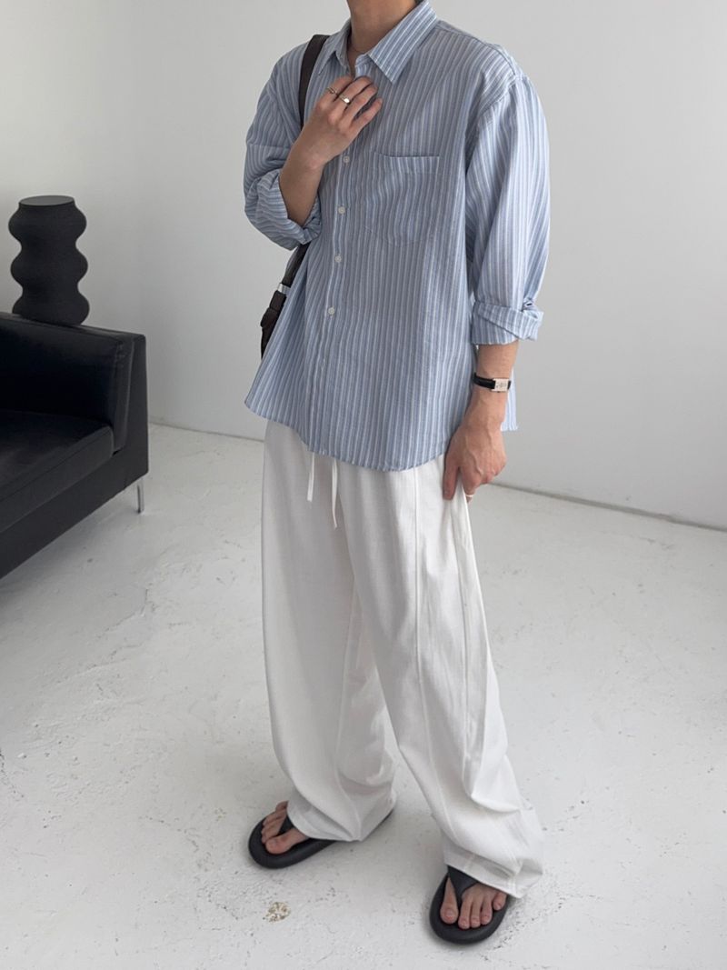 SY Relaxed Fit Seersucker Stripe Shirt (4C)