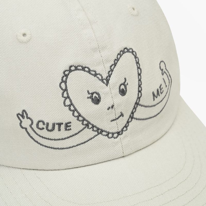 Cute heart cap _ivory gray