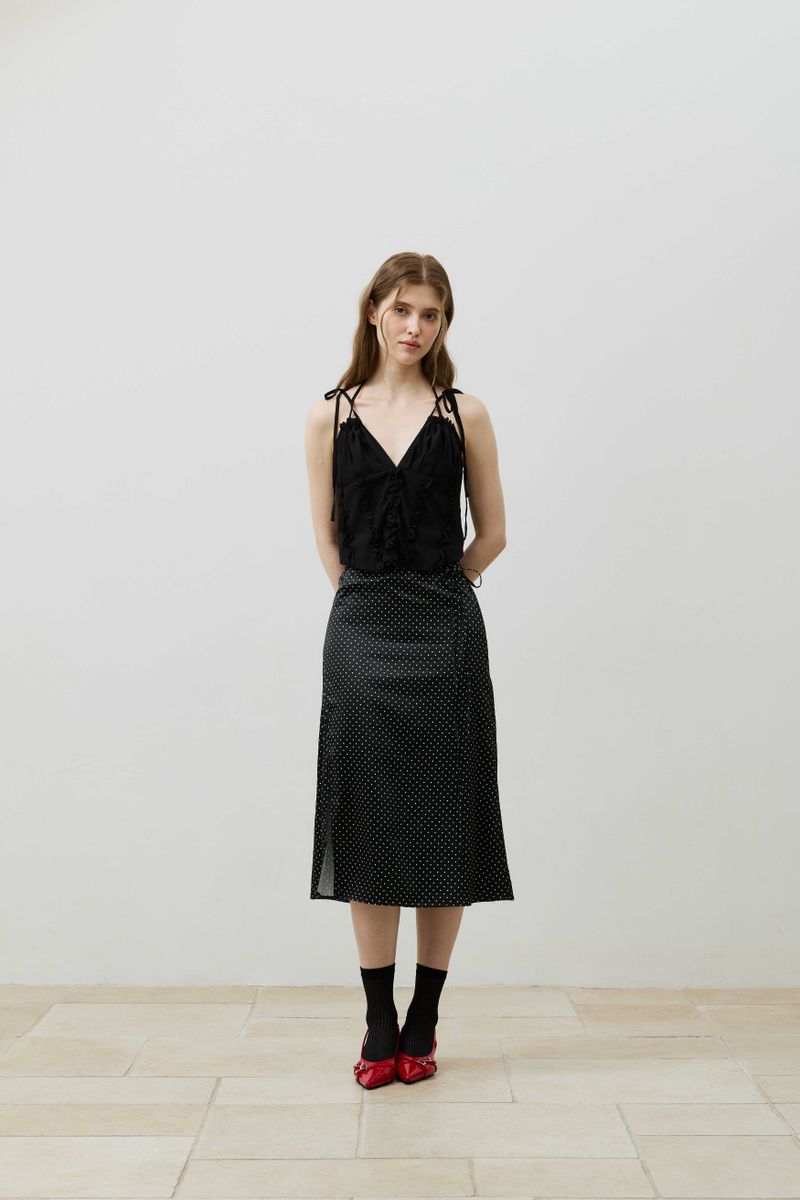 TINY DOT SLIT SKIRT / BLACK