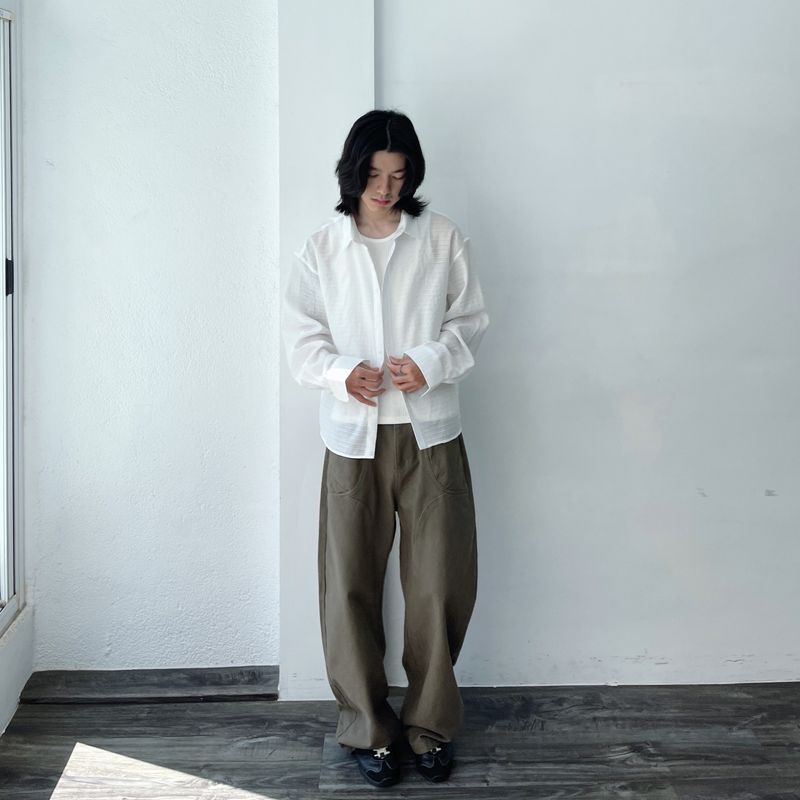 Japanese Clean Fit Refreshing Textured Solid Light Shirt