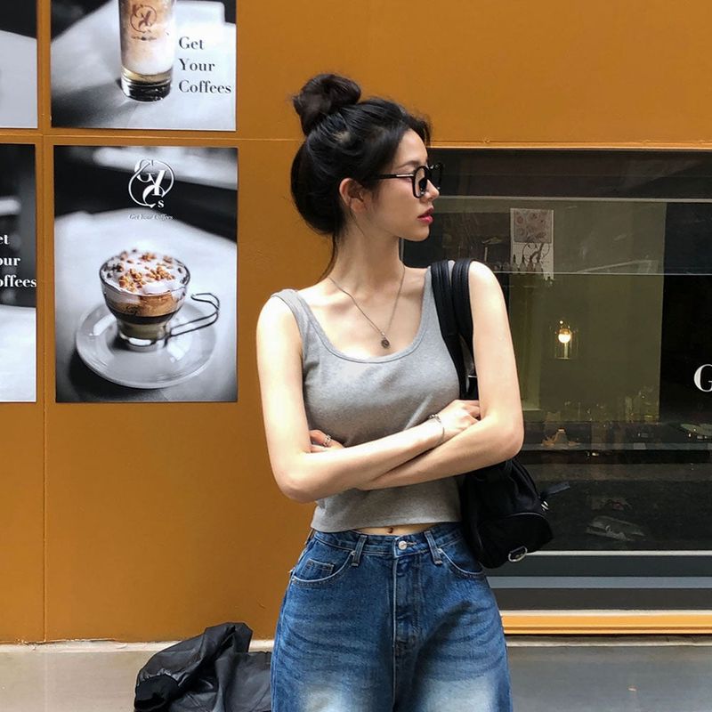 [BELLIDE MADE] Basic rib U-neck camisole